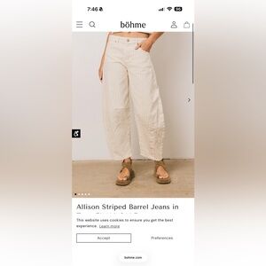 Striped Bohme Beige and White Barrel Pants